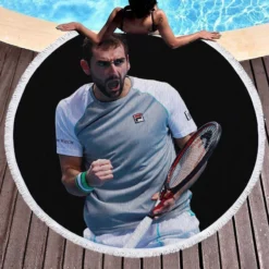 Marin Cilic Croatian professional tennis player Round Beach Towel 1