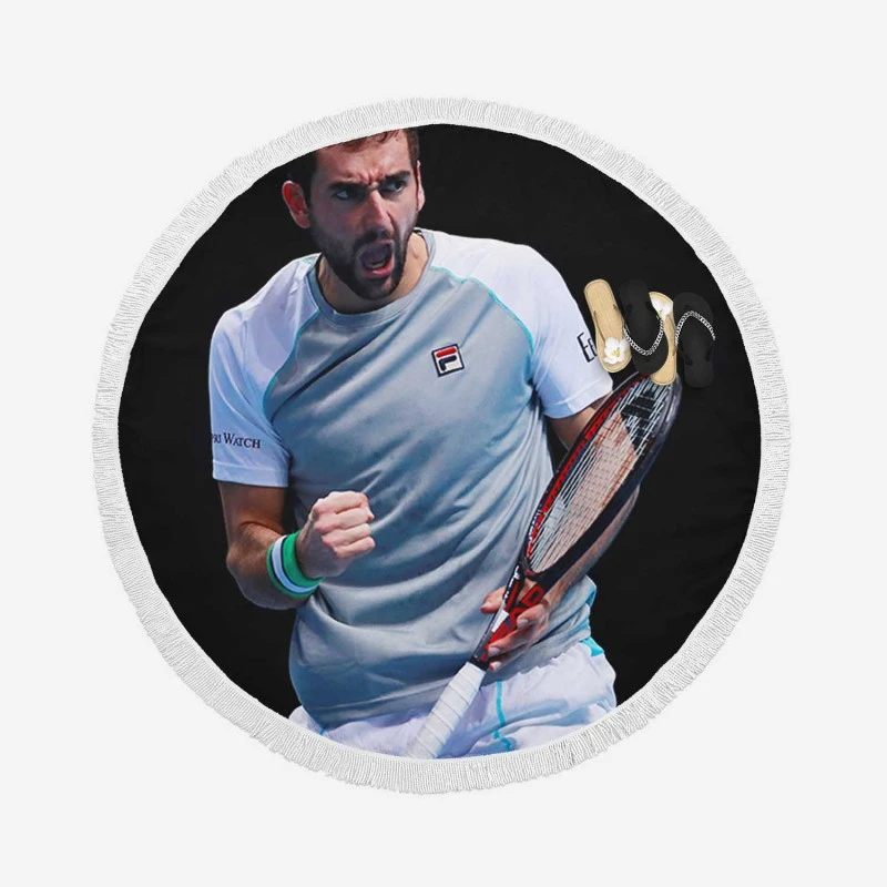 Marin Cilic Croatian professional tennis player Round Beach Towel