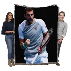 Marin Cilic Croatian professional tennis player Woven Blanket