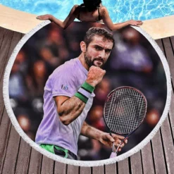 Marin Cilic Excellent WTA Tennis Player Round Beach Towel 1