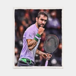 Marin Cilic Excellent WTA Tennis Player Sherpa Fleece Blanket 1