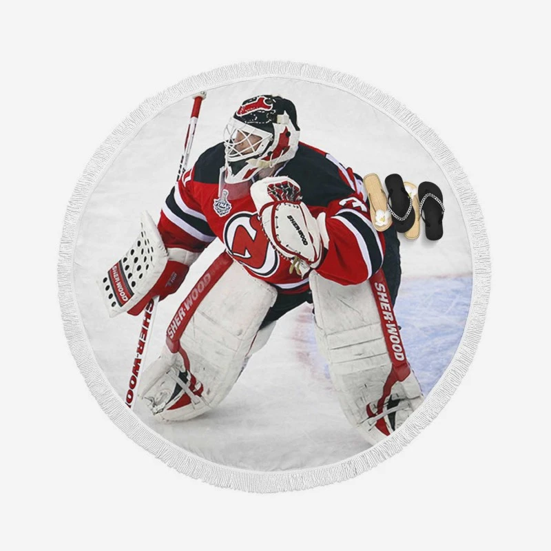 Martin Brodeur Professional Ice Hockey Goaltender Round Beach Towel