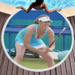 Martina Hingis Swiss Professional Tennis Player Round Beach Towel 1