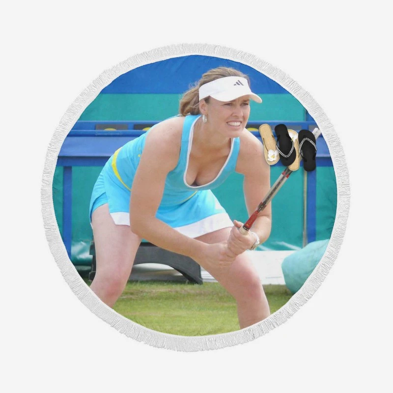 Martina Hingis Swiss Professional Tennis Player Round Beach Towel