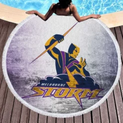 Melbourne Storm Australian Rugby League Club Round Beach Towel 1