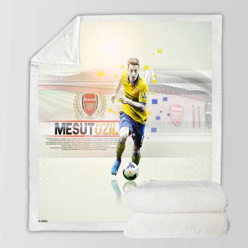 Mesut Ozil Celebrated Arsenal Football Player Sherpa Fleece Blanket