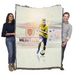 Mesut Ozil Celebrated Arsenal Football Player Woven Blanket