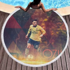 Mesut Ozil Enthusiastic FA Cup Sports Player Round Beach Towel 1