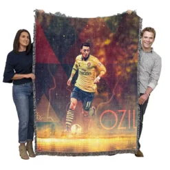 Mesut Ozil Enthusiastic FA Cup Sports Player Woven Blanket