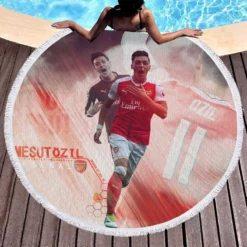 Mesut Ozil Focused Football Player Round Beach Towel 1