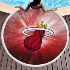 Miami Heat American Professional Basketball Team Round Beach Towel 1