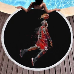 Michael Jordan Classic NBA Basketball Player Round Beach Towel 1