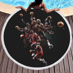 Michael Jordan Energetic NBA Basketball Player Round Beach Towel 1