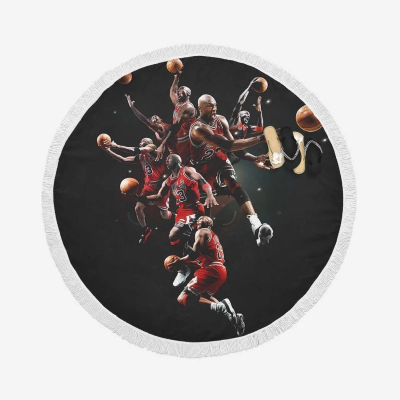 Michael Jordan Energetic NBA Basketball Player Round Beach Towel