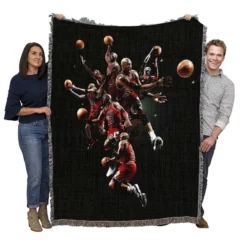 Michael Jordan Energetic NBA Basketball Player Woven Blanket