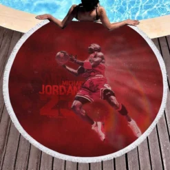 Michael Jordan Excellent NBA Basketball Player Round Beach Towel 1