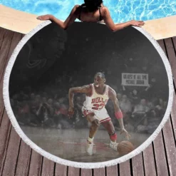 Michael Jordan Professional Basketball Player Round Beach Towel 1