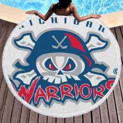 Michigan Warriors Professional Ice Hockey Team Round Beach Towel 1