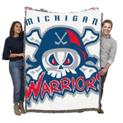 Michigan Warriors Professional Ice Hockey Team Woven Blanket
