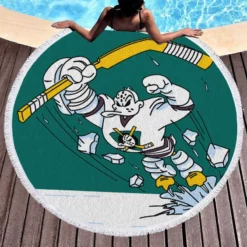 Mighty Anaheim Ducks Best NHL Ice Hockey Club in America Round Beach Towel 1