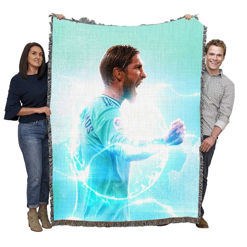 Mighty Footballer Sergio Ramos Woven Blanket