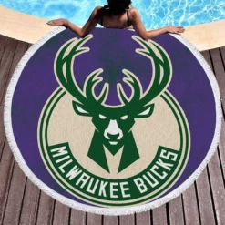 Milwaukee Bucks American Professional Basketball Team Round Beach Towel 1