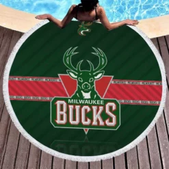 Milwaukee Bucks Excellent NBA Basketball Team Round Beach Towel 1