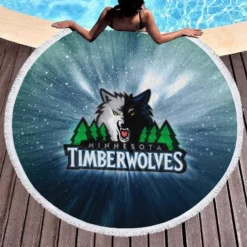 Minnesota Timberwolves Energetic NBA Club Round Beach Towel 1
