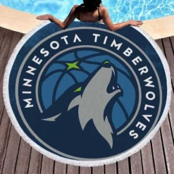 Minnesota Timberwolves Excellent NBA Team Round Beach Towel 1