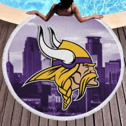 Minnesota Vikings Popular NFL American Football Team Round Beach Towel 1
