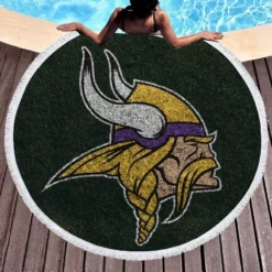 Minnesota Vikings Professional American Football Team Round Beach Towel 1