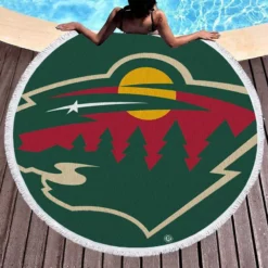 Minnesota Wild Professional NHL Hockey Club Round Beach Towel 1