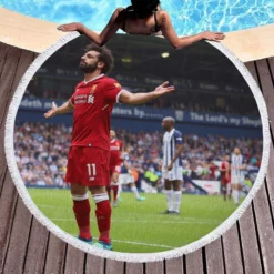 Mohamed Salah Celebrated Football Player Round Beach Towel 1