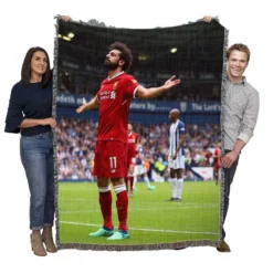 Mohamed Salah Celebrated Football Player Woven Blanket