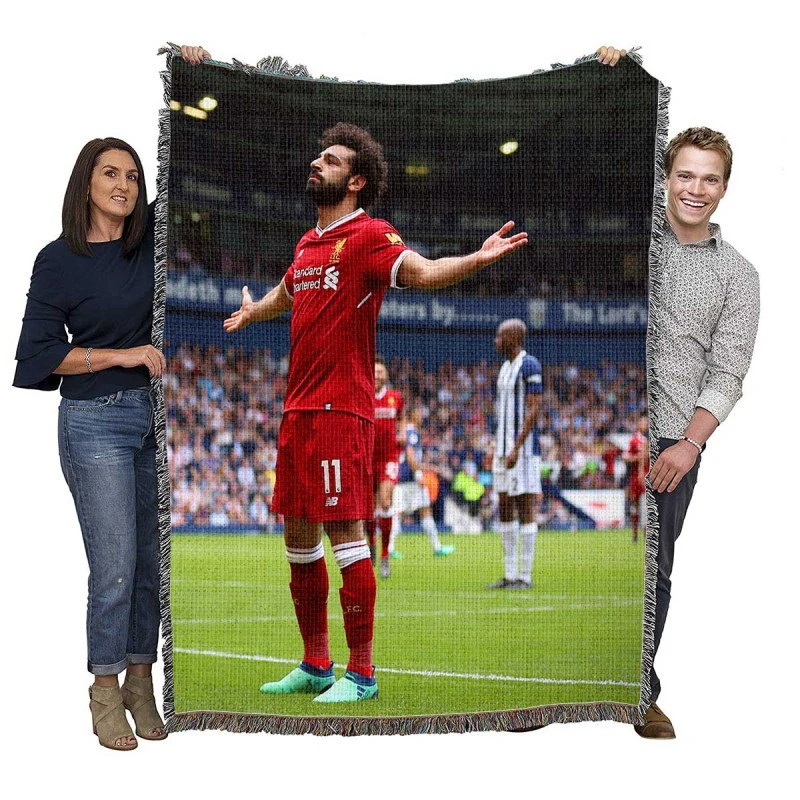 Mohamed Salah Celebrated Football Player Woven Blanket