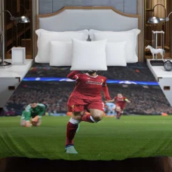 Mohamed Salah Competitive Football Player Duvet Cover