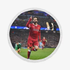 Mohamed Salah Competitive Football Player Round Beach Towel