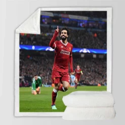 Mohamed Salah Competitive Football Player Sherpa Fleece Blanket