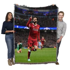 Mohamed Salah Competitive Football Player Woven Blanket