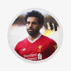 Mohamed Salah Confident Soccer Player Round Beach Towel