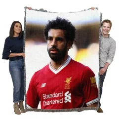 Mohamed Salah Confident Soccer Player Woven Blanket