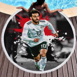 Mohamed Salah Egyptian Footballer Round Beach Towel 1