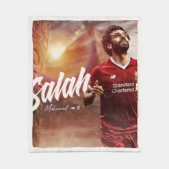 Mohamed Salah Encouraging Liverpool Footballer Sherpa Fleece Blanket 1