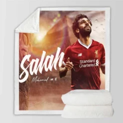 Mohamed Salah Encouraging Liverpool Footballer Sherpa Fleece Blanket