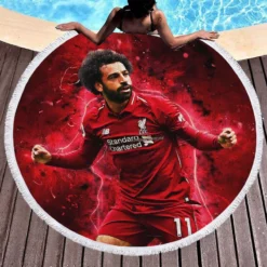 Mohamed Salah Extraordinary Football Player Round Beach Towel 1