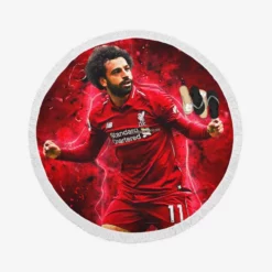 Mohamed Salah Extraordinary Football Player Round Beach Towel