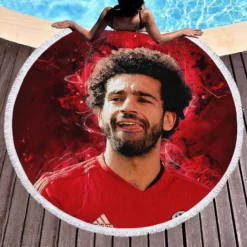 Mohamed Salah FIFA World Cup Footballer Round Beach Towel 1