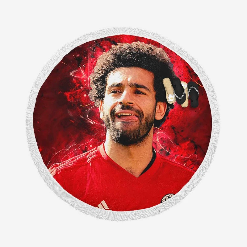 Mohamed Salah FIFA World Cup Footballer Round Beach Towel