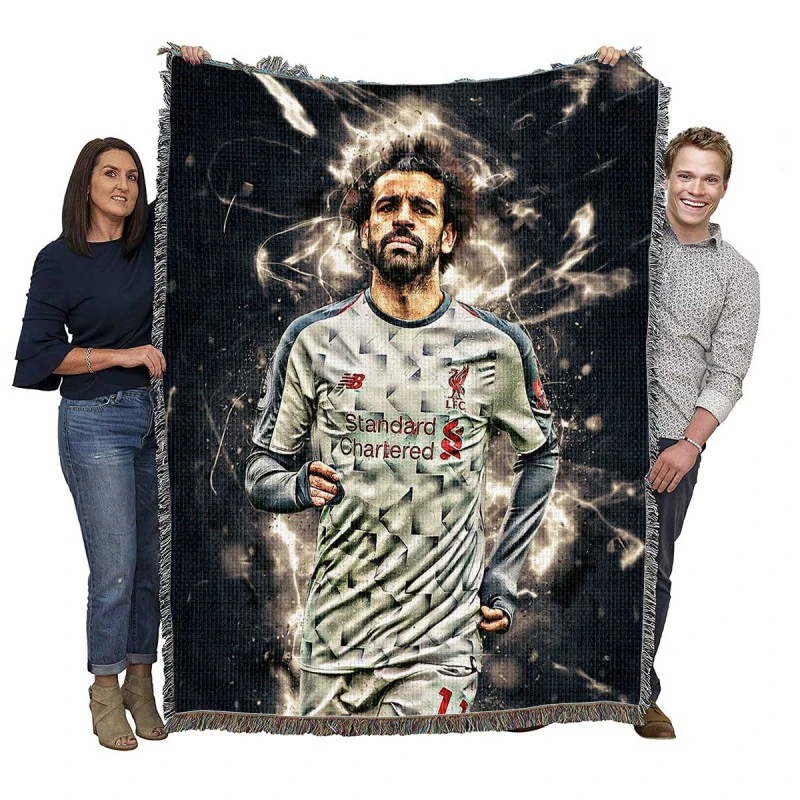 Mohamed Salah Ghaly Euphoric Footballer Player Woven Blanket