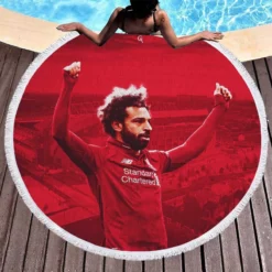 Mohamed Salah Liverpool Soccer Player Round Beach Towel 1